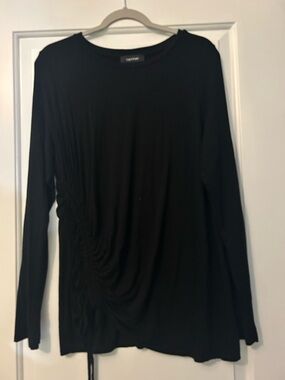 Karen Kane Black Long-Sleeve Side-Ruched tunic top